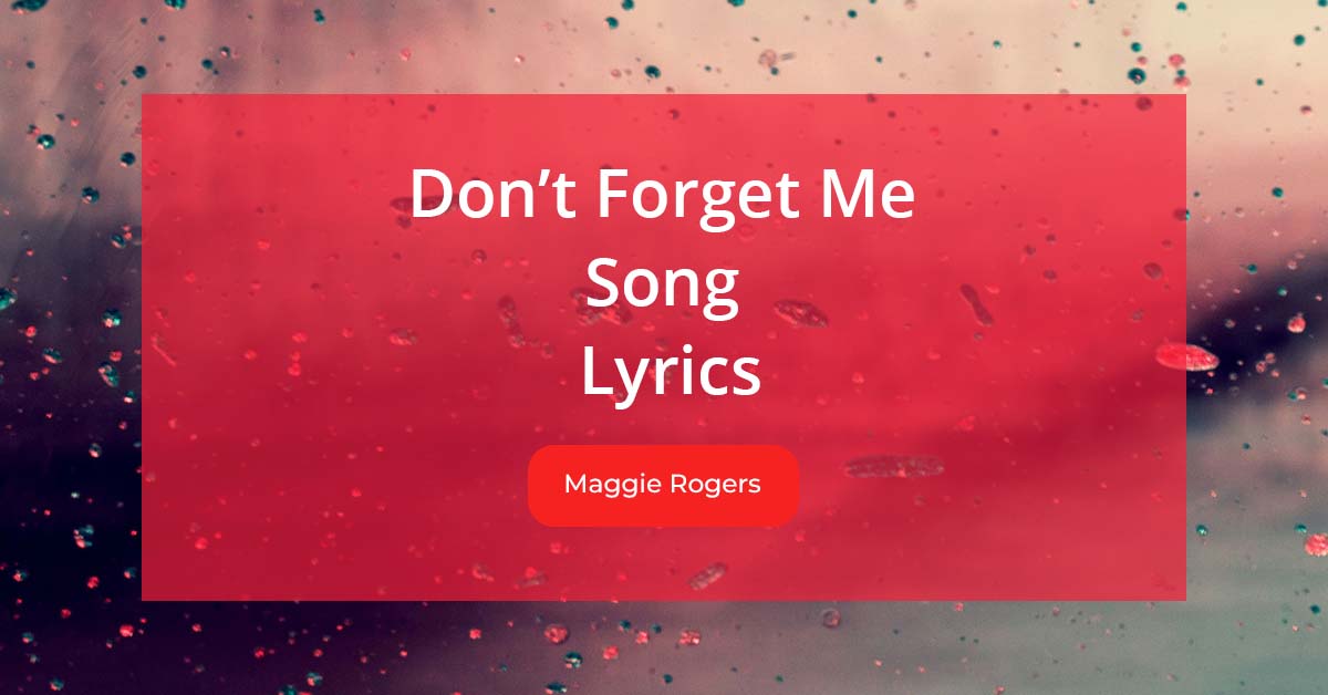 Don't Forget Me Song Lyrics Sung By Maggie Rogers